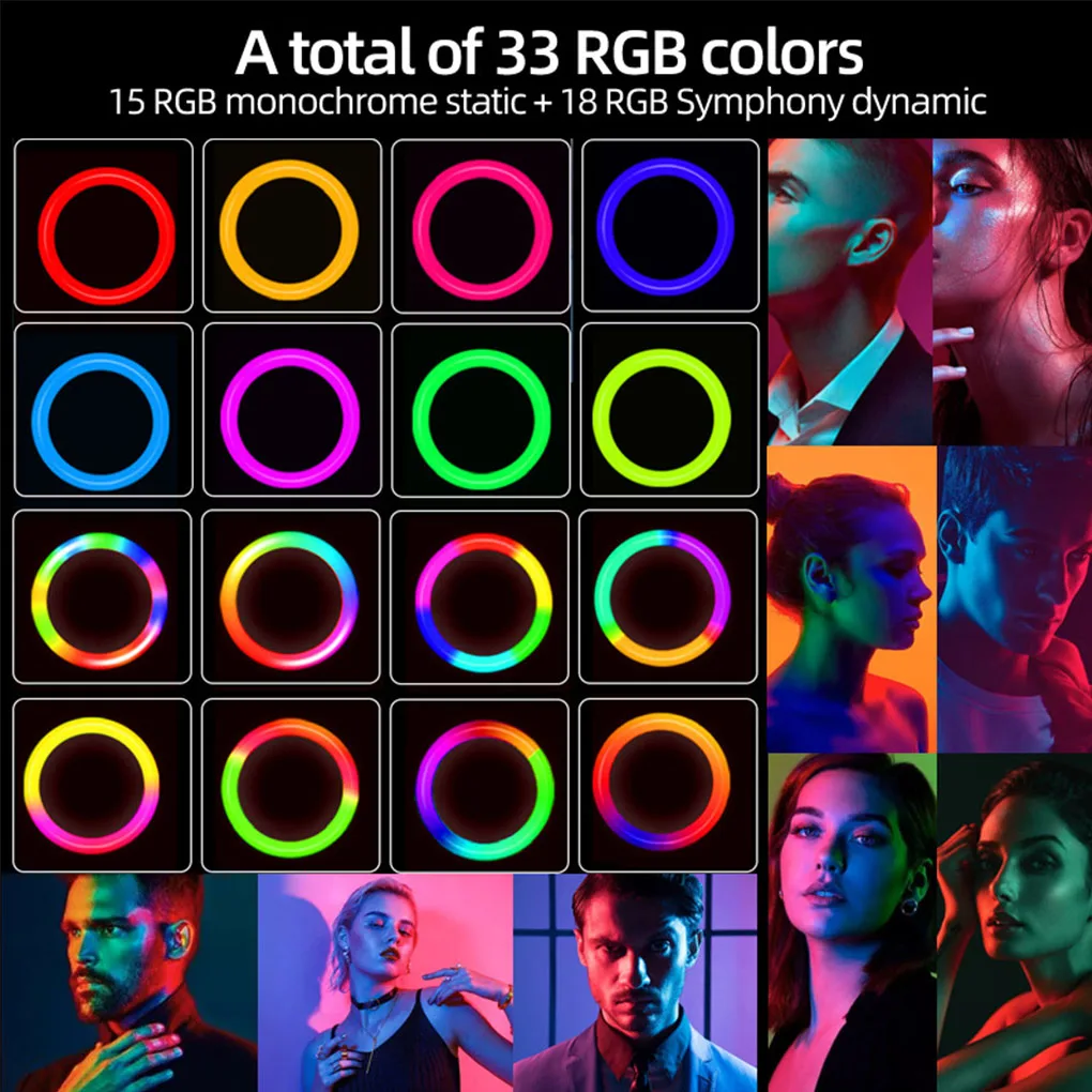 

Кольцевой светодиодный светильник RGB, 10 дюймов, со штативом, с подставкой, 26 цветов, для Youtube, Tik Tok
