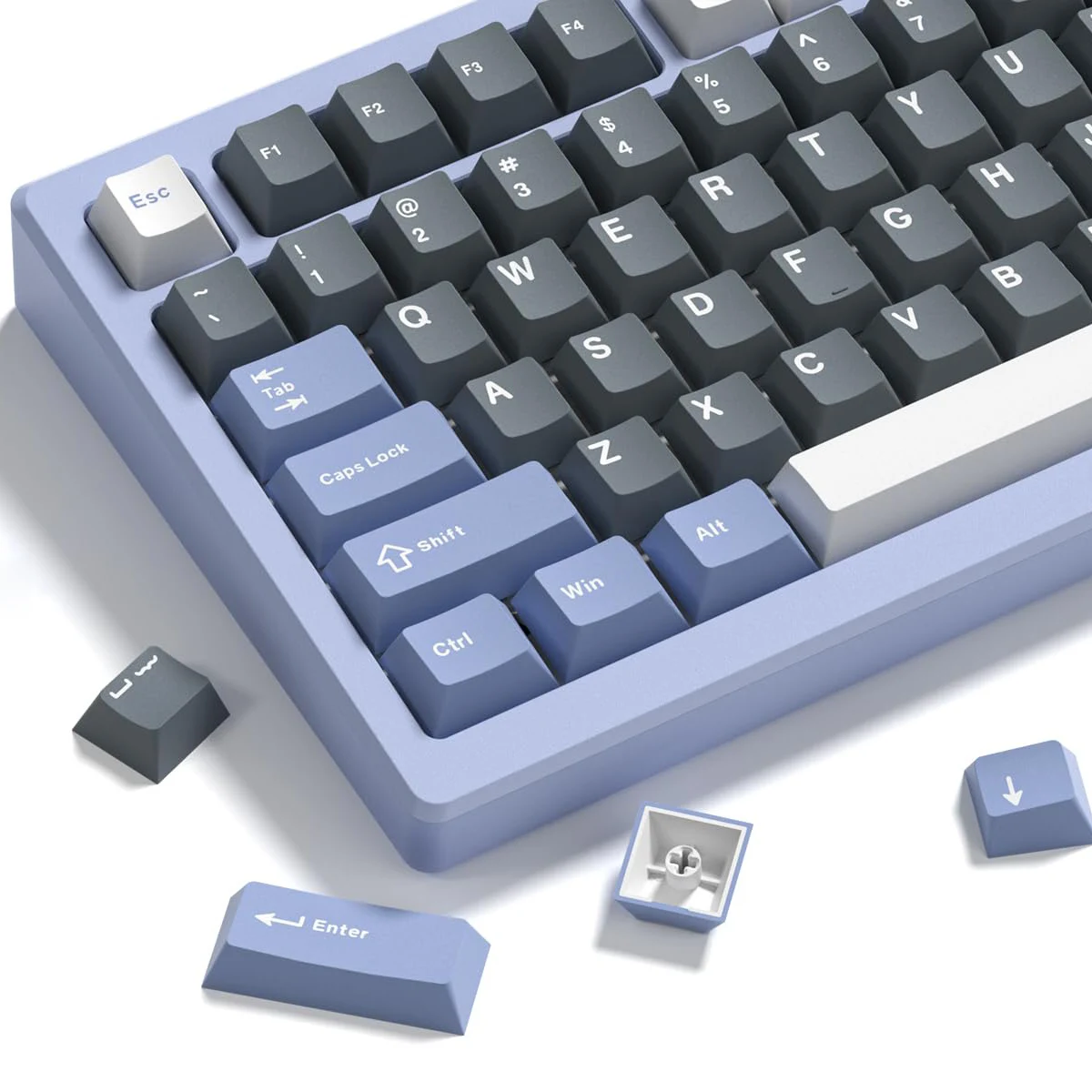 138 Keys Custom Cherry Profile Grey Blue Keyboard Keycaps Double Shot PBT for MX Switches Mechanical Gaming