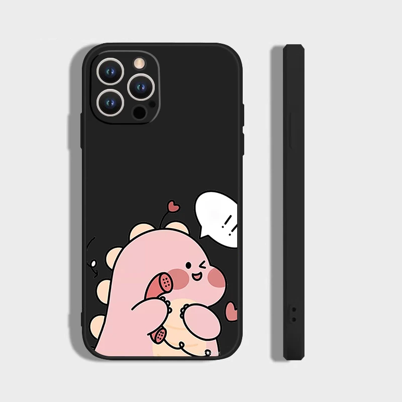 Cartoon Love Dinosaur For IPhone 16 Pro Max 15 14 13 12 Mini 11 XS XR 7 8 Plu SE 2022 Ferrous Soft Shell Phone Case