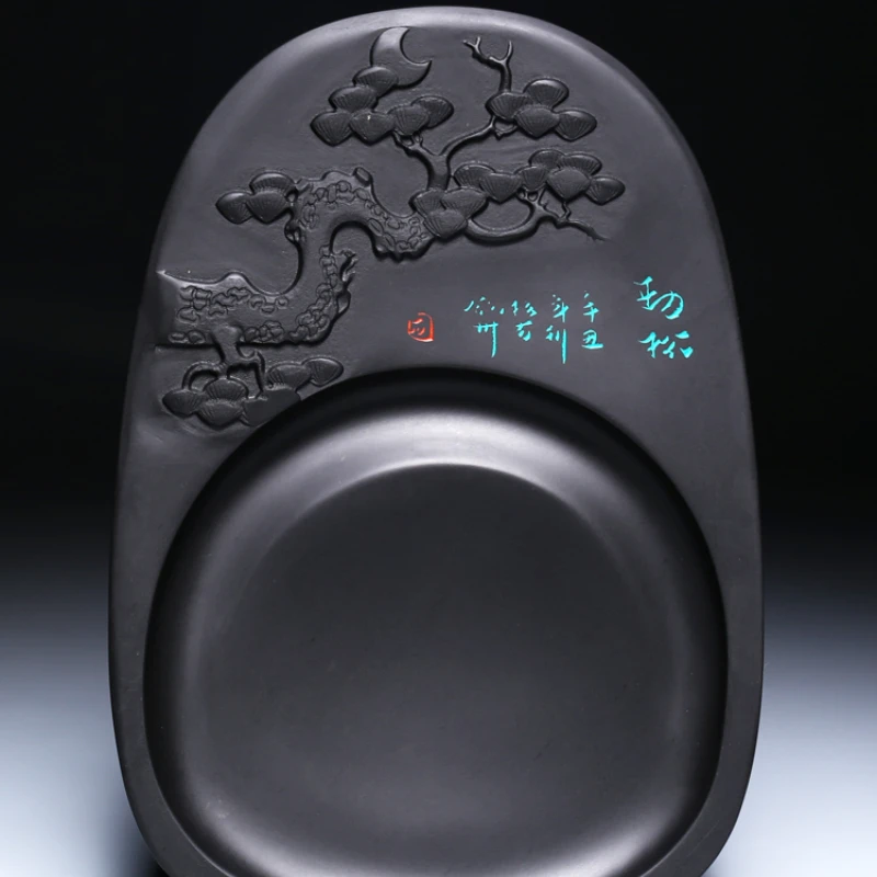 8 Inches Natural Rock Ink Stone Water Ripple Splendid Ink Stone Grinding Plate Traditional Chinese Painting Calligraphy Inkslab