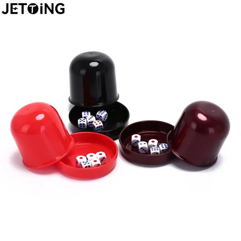 

Dice Cup Set With Dices Thickened Plastic Combination With Bottom Support Sieve Cup KTV Bar Board Game Dice Box 3 Colors