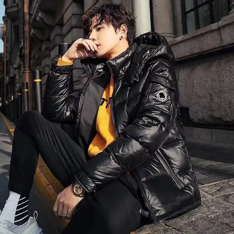 

Winter Men Puffer Jackets Detachable Warm Waterproof Classic Fashion Brand Casual Down Coats Bubble Padded Clothes Shiny Outwear