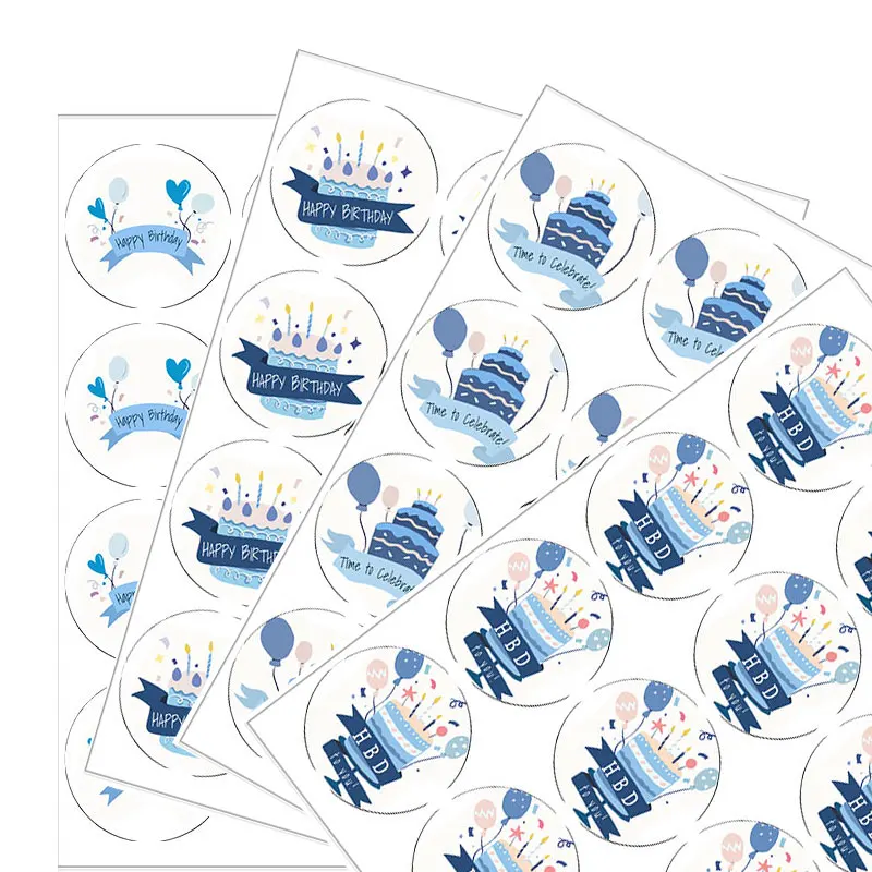 

3.5/4.5cm Beautiful Happy Birthday Self-adhestive Stickers Birthday Gift packaging Sealing Label Party Decoration Stationery