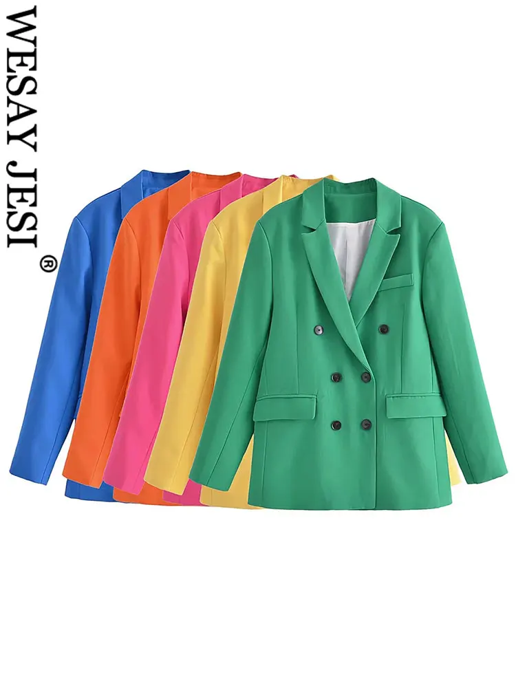 

WESAY JESI Business Chic Blazer Jacket Suit Collar Fashion Button Pocket Solid Long Sleeve Casual Straight Commuter Office Women