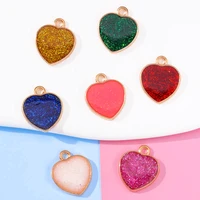 20pcs 1416mm color drop oil enamel resin heart pendant diy necklace bracelet earring key chain accessories charm jewelry making
