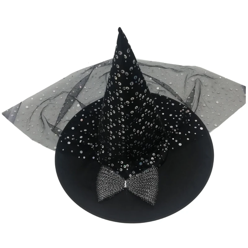 

Flat Top Witch Hat for Halloween Gothics Adult Wizard Hat Cosplay Party Headgear