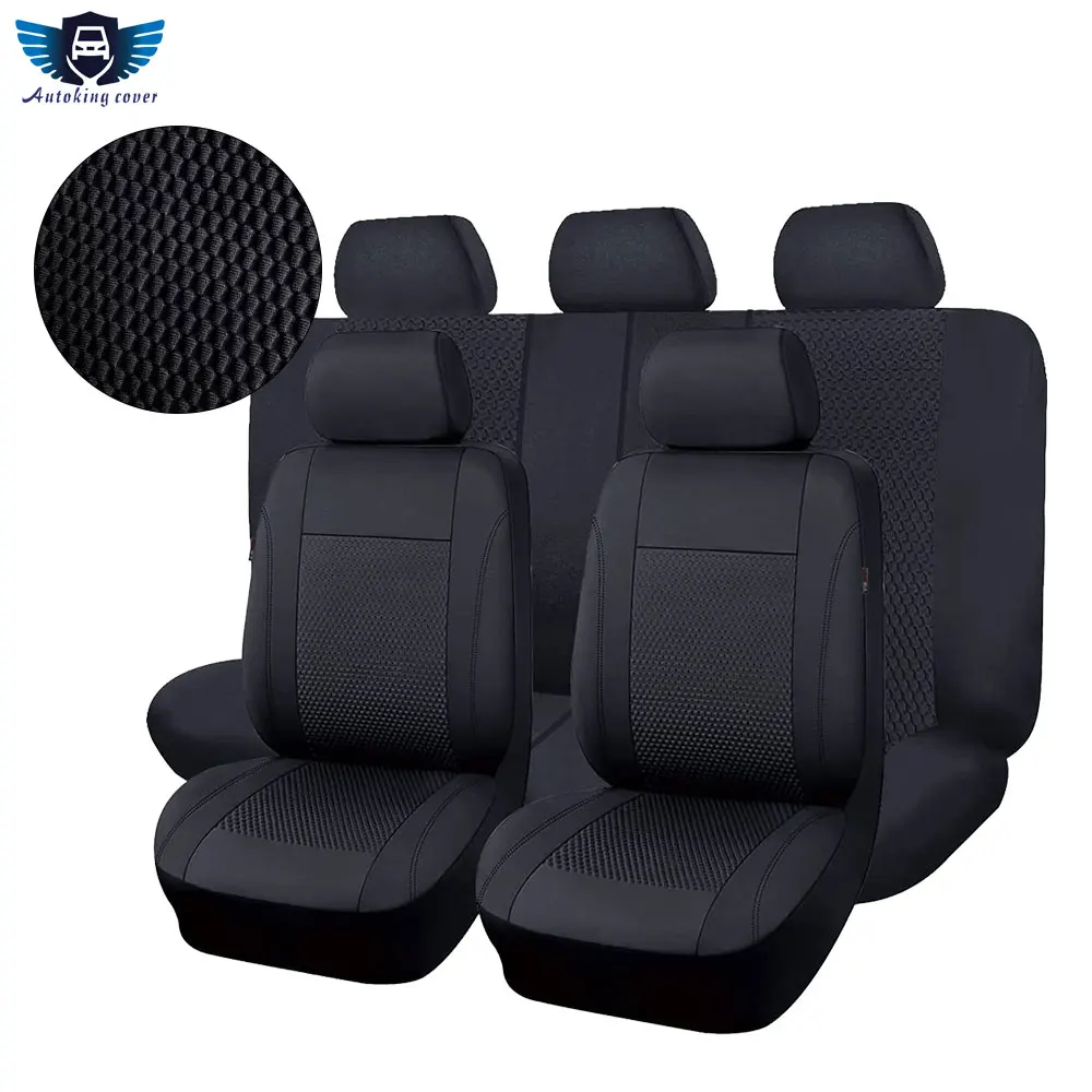 

Black Universal Cloth Car Seat Covers Full Set Fit For Most Car Suv Van With Zipper Airbag Compatible Car Accessories Interior