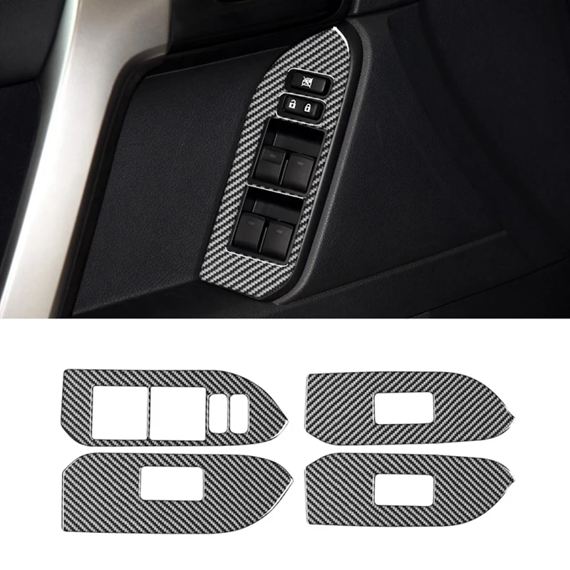 

Кнопки переключения двери и окна из углеродного волокна, отделка, рамка, наклейки для Toyota Land Cruiser Prado 2010-2018