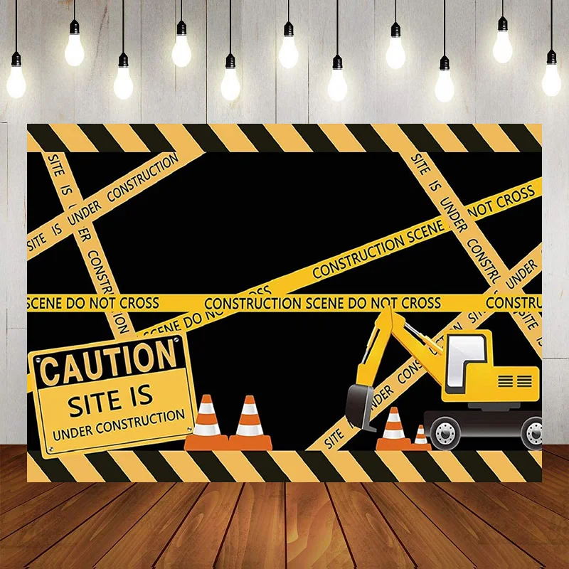 

Construction Theme Dump Truck Excavator Kids Photography Happy Birthday Backdrop Background Boys Bday Party Decoration Banner