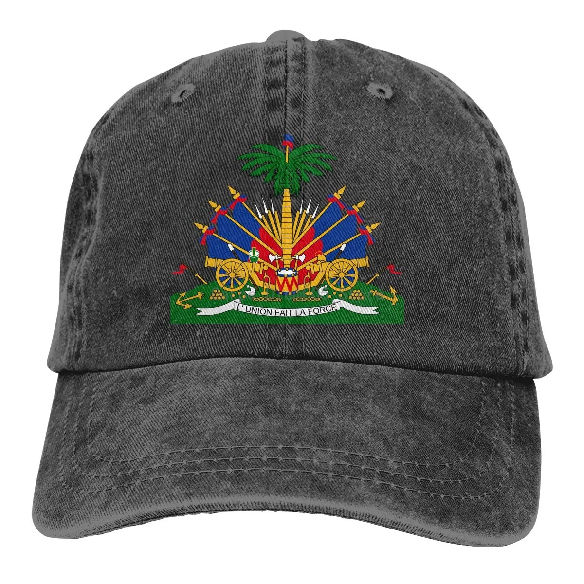 

Coat of Arms of Haiti Unisex Adult Cap Adjustable Cowboys Hats Baseball Cap Fun Casquette Cap Black