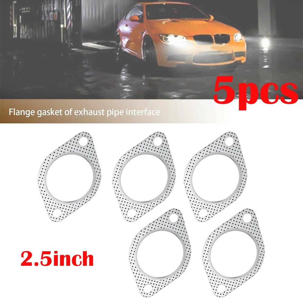 

1pcs/5pcs Exhaust Gasket 2 Bolt 2.5Inch Downpipe Metal Jacket Reinforced Turbo 110mm Aluminum Exhaust Pipe Muffler Gasket