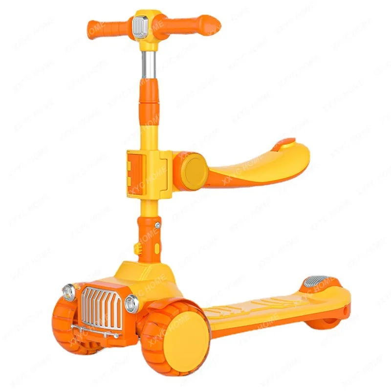 

New Style Children's Three-in-One Scooter One-Click Folding Music Light Flashing Wheel 3-12 Years Old Scooter