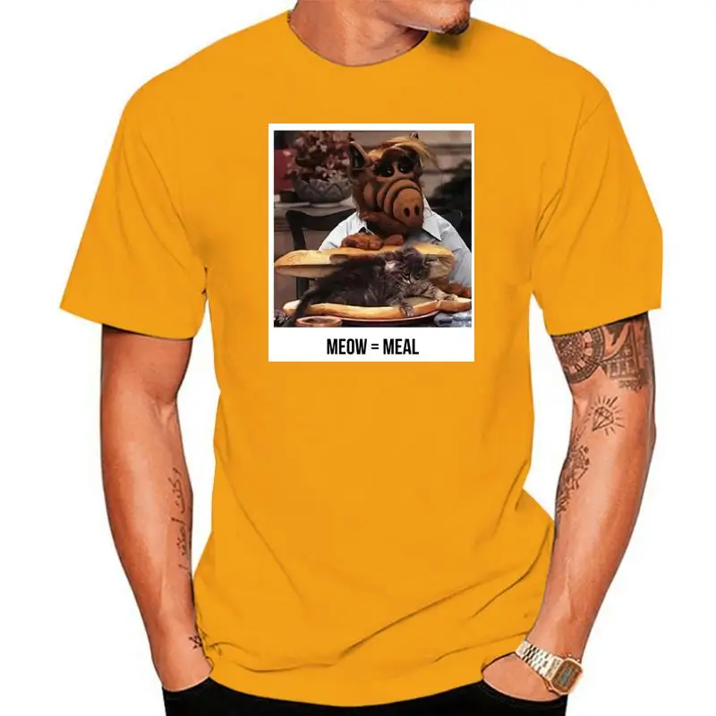 

Alf T Shirt Alf Meow T-Shirt Short Sleeve Printed Tee Shirt Mens Cute Beach 100 Percent Cotton Casual Tshirt Size 2XL 3XL