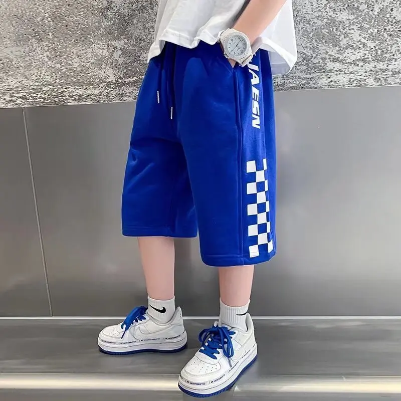 

Fried Street Boy's Middle Pants Middle-aged Children's Sports Casual Shorts Summer Thin Thin Loose Children's Cropped Pants Tide