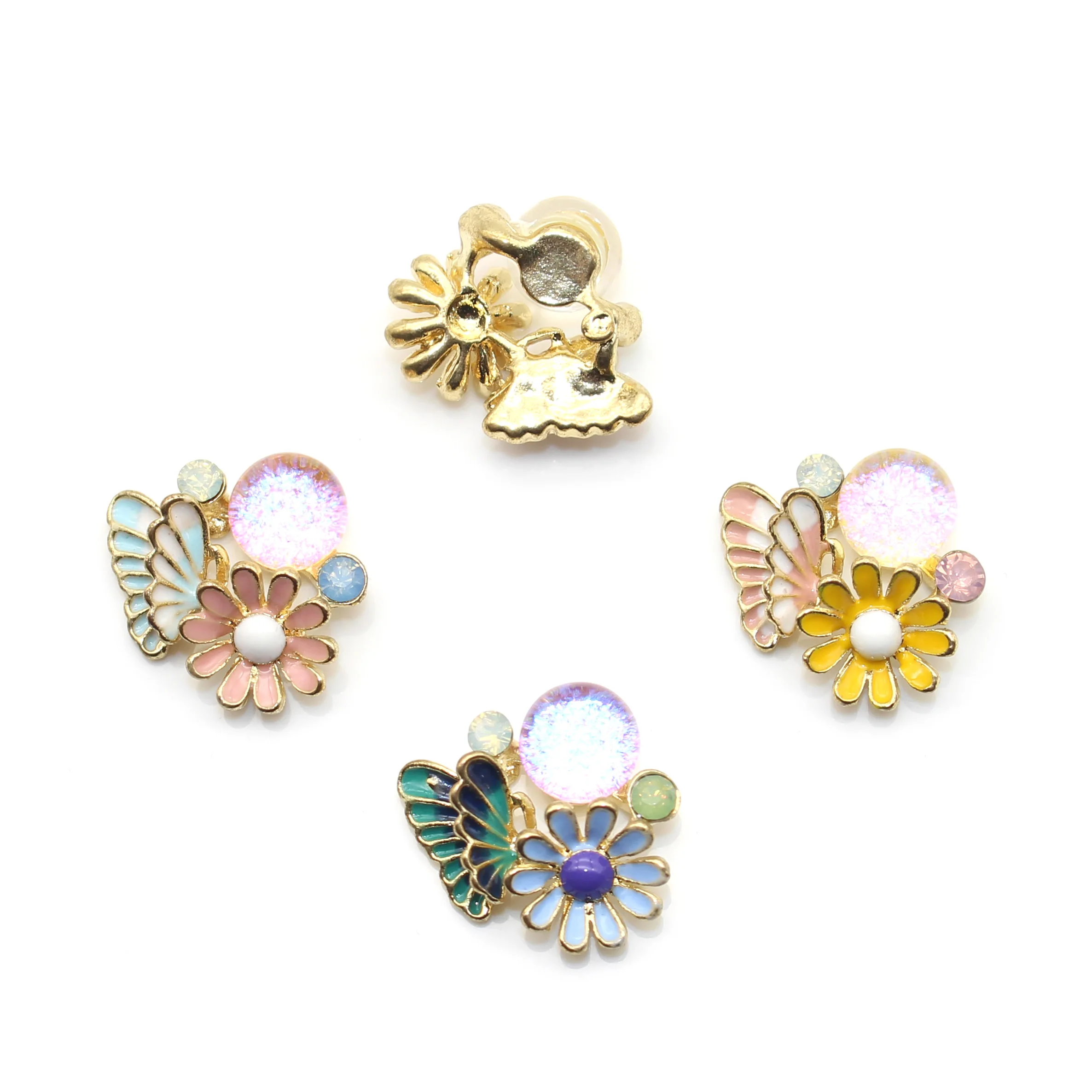 

Новинка, ювелирные изделия ручной работы 20*17 мм, 5 шт., цветок, Бабочка, сплав, искусственные аксессуары для волос с плоским дном