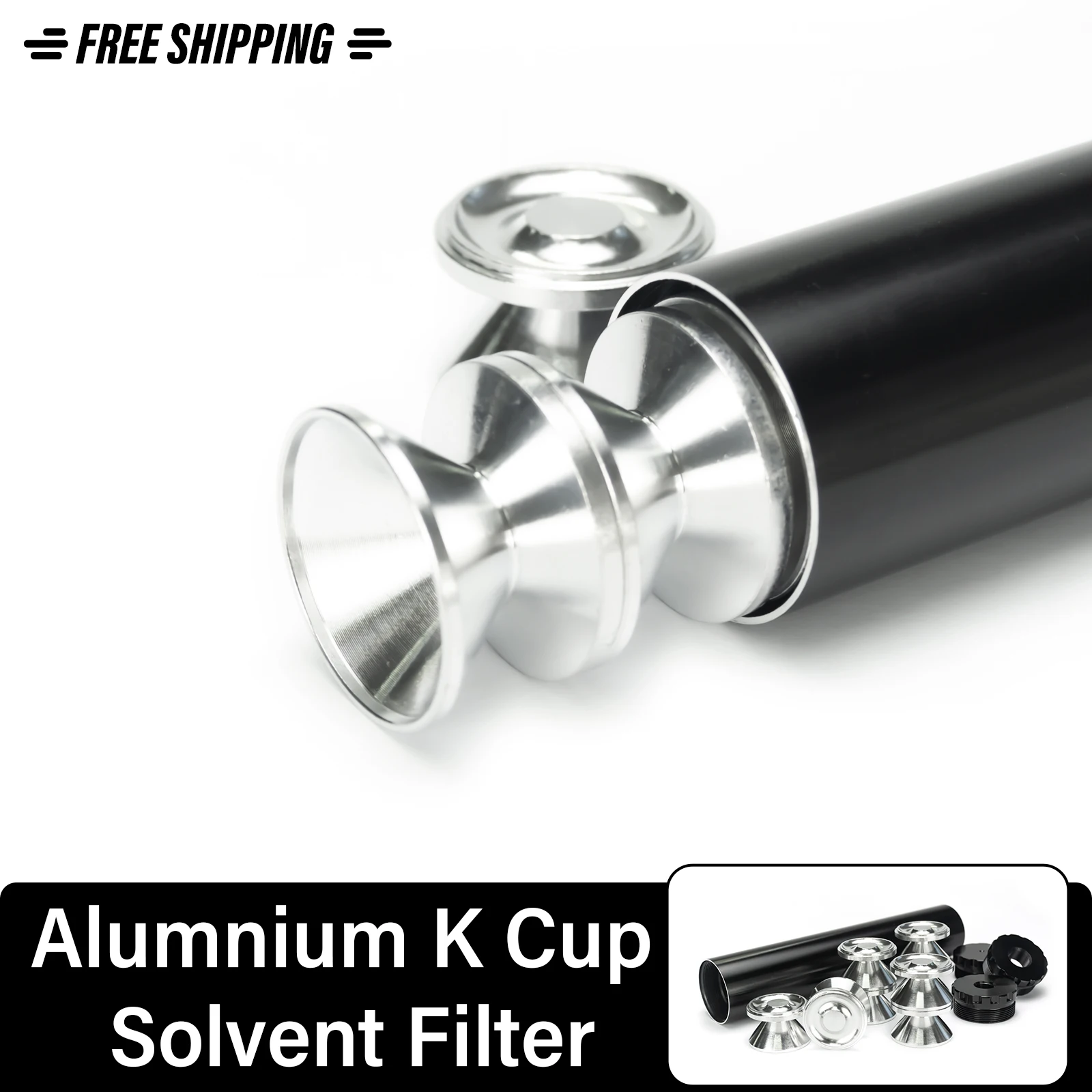 

1.75"OD 9"L Aluminum 7075 Solvent Cleaning Tube Kit Filter with 8pcs D Cell K Cups and two End Caps 1/2x28 + 5/8x24 car Catching