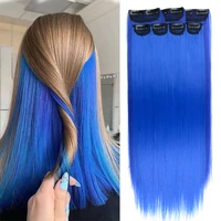 synthetic colored clip in hair one piece extensions straight rainbow clips in hair 5 7 packs long 22inch clip in hair for kids