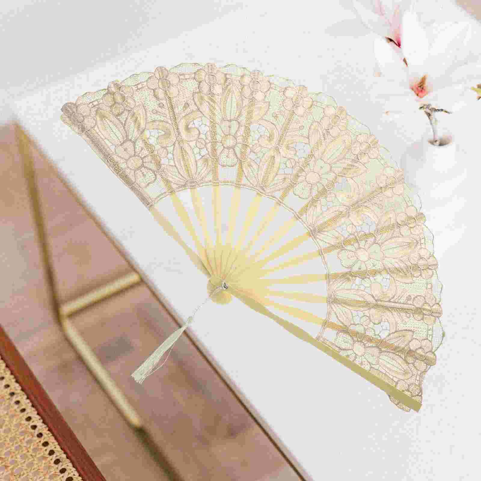 

Folding Fan Handheld Chinese Fans Gloves Lace For Tea Party Vintage Decor Fancy Dress Miss