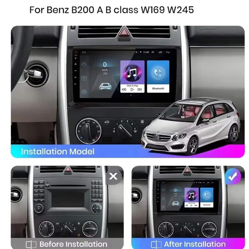 Фото Автомобильный радиоприемник для Mercedes Benz B200 W169 W245 Viano Vito W639 AB Class Sprinter W906 Android 15 GPS Carplay Мультимедийный видеоплеер №2
