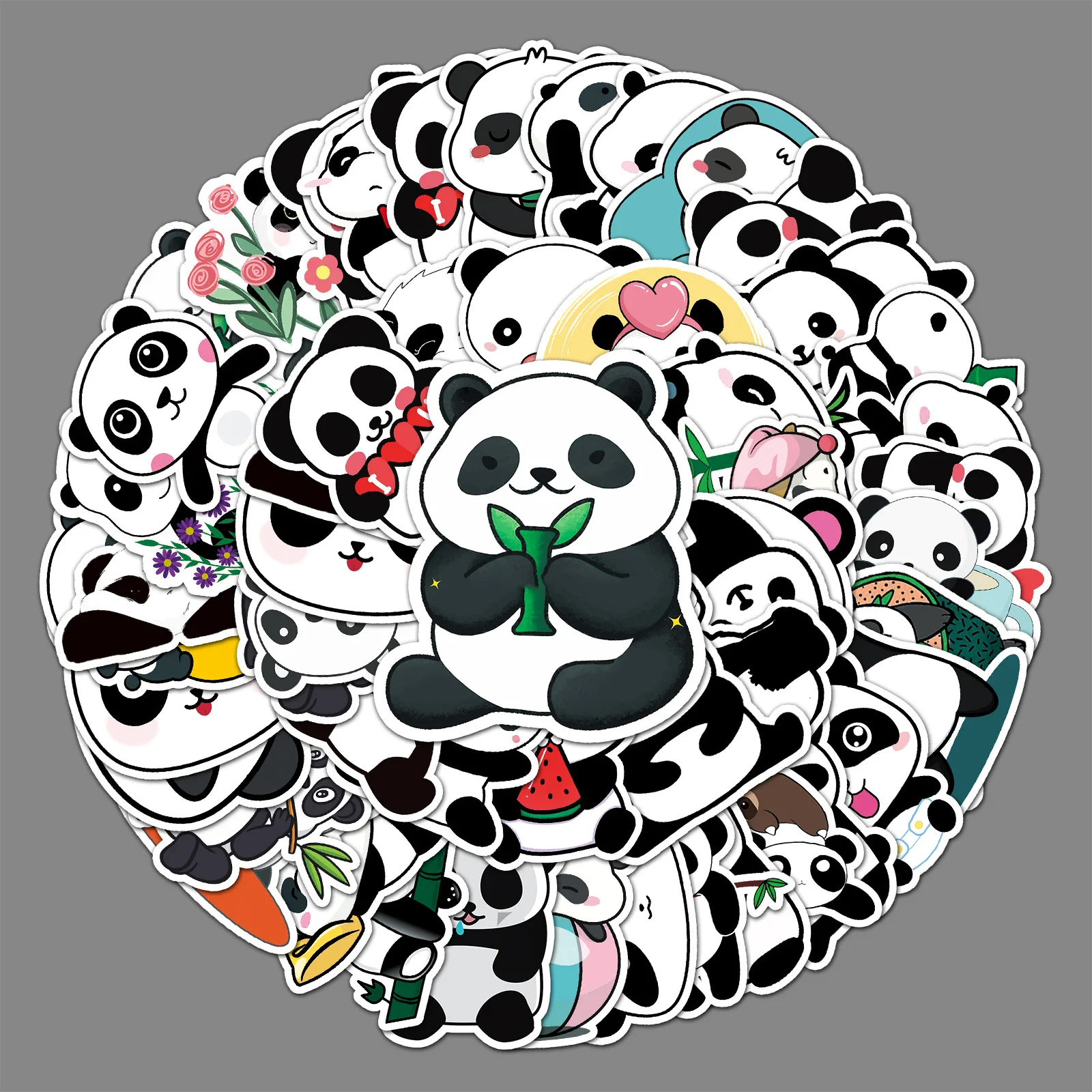 

50 Panda doodle stickers Cartoon cute animal stickers DIY luggage phone mug car stickers surprise gifts for boys and girls