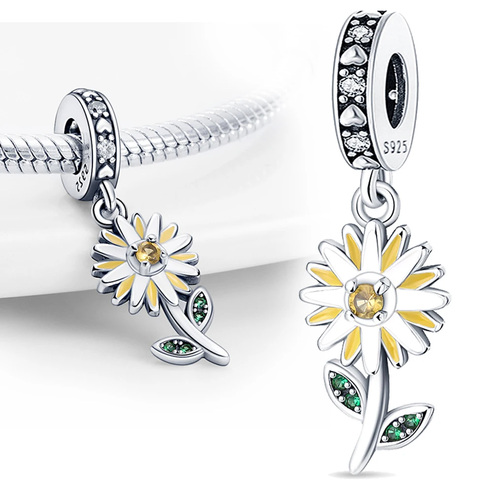 

Серебро 925 пробы, двухцветный цветок хризантемы, Шарм-подвеска Пандора, серебро 925, оригинальный браслет, Шарм для женщин, подарок, ювелирные изделия своими руками