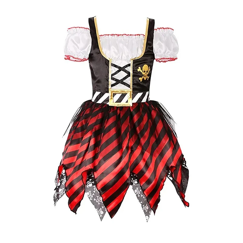 Костюм пиратский для девочек одежда в полоску с открытыми плечами и короткими