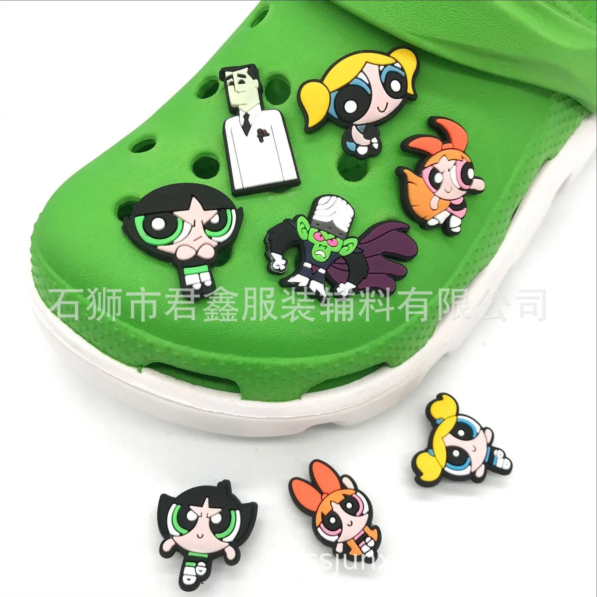 14 Styles Wholesale Single Sale The Powerpuff Girls Cute Cartoon Shoe Buckle Anime Sneakers Accessories Fit Croc Clogs Kids Gift