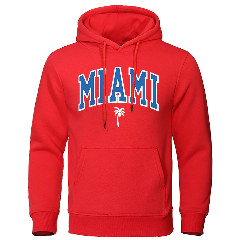 

Miami Seaside City Personality Letter Mens Sweatshirt Oversized Fashion Clothing Fleece Pullover Hoodie Casual Loose Men Hoody