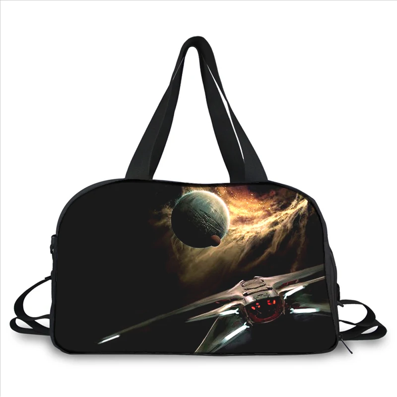 outer space Spaceship UFO 3D printing fashion trend portable large capacity multi-function messenger bag travel bag