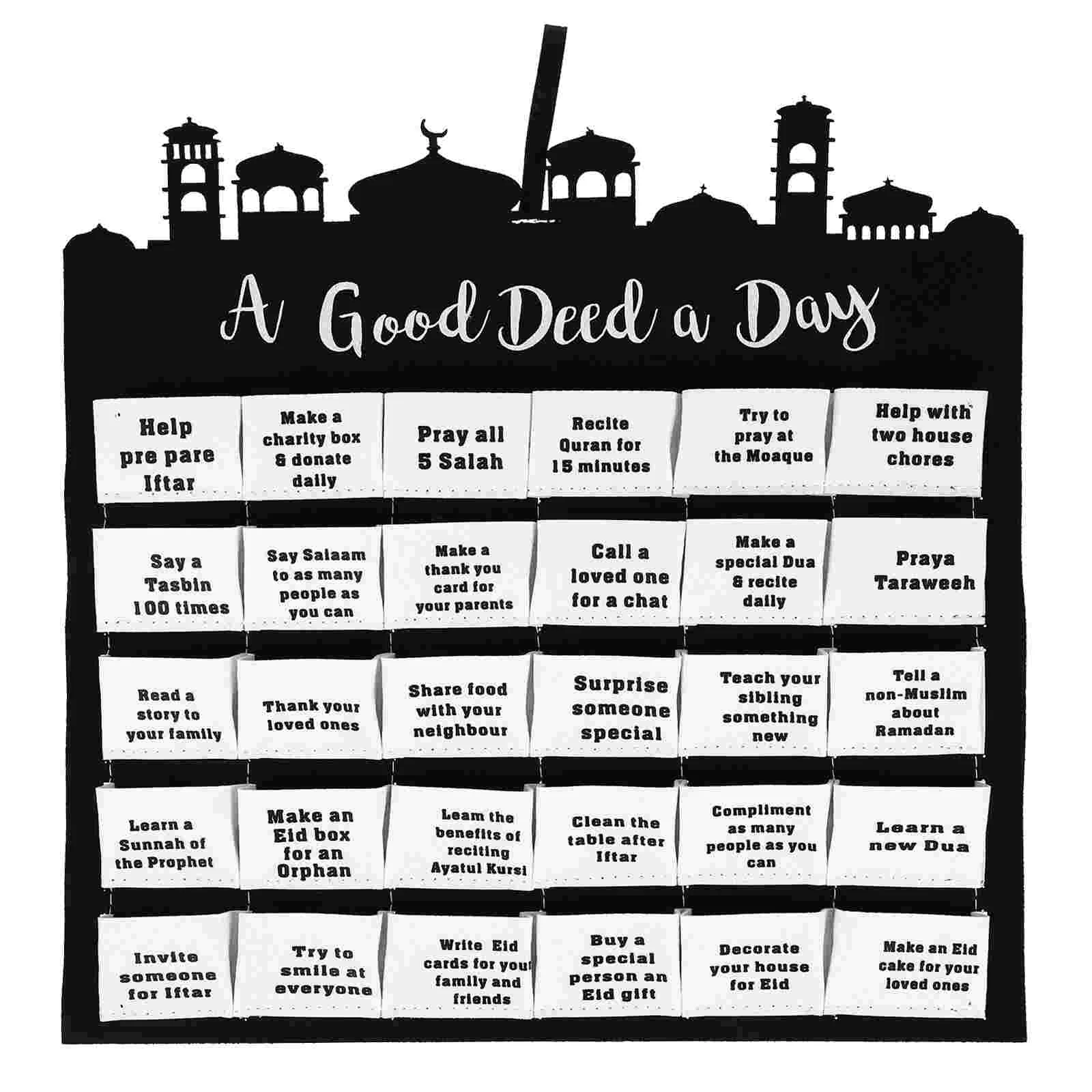 

White Felt Wall Advent Calendar Ornament Kids Home Decor Ramadan Decorations Hanging Gift