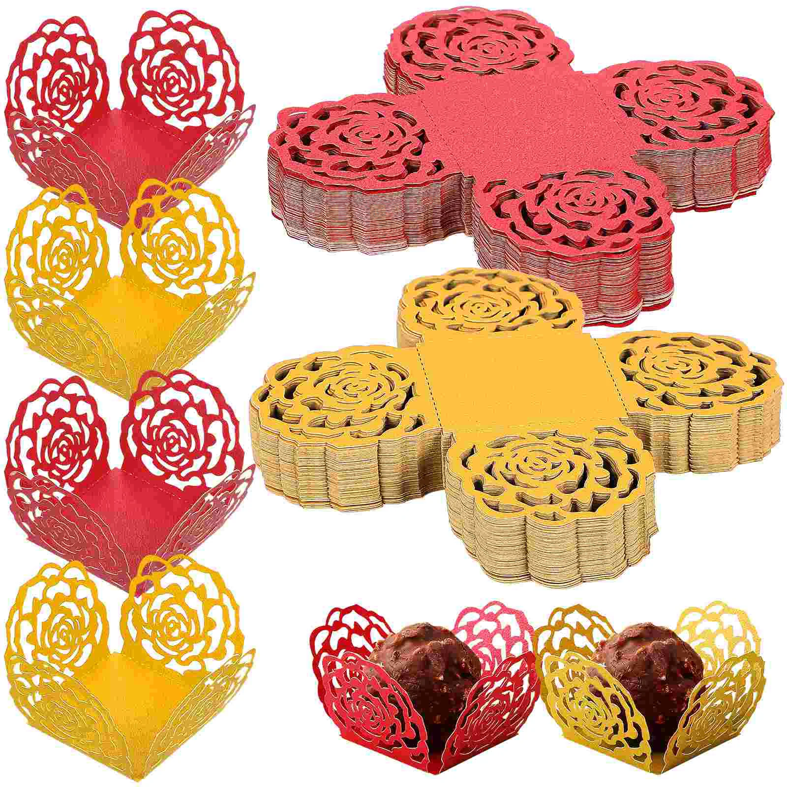 

100 Pcs Dessert Cup Wedding Decorations Ceremony Reflective Truffle Wrappers Liners Chocolate Cups Paper Candy Baking