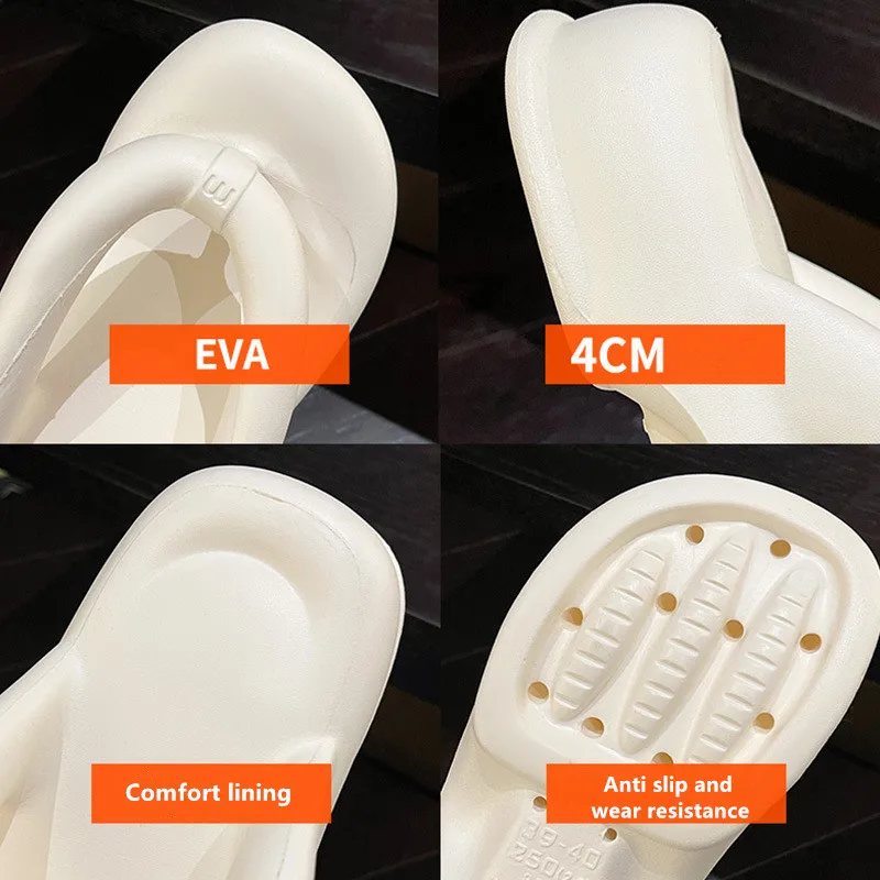 Thick Women Flip Flops Fashion Beach Slippers Solid Color EVA Summer Casual Flip Flops Summer Outwear Platform Women Slippers