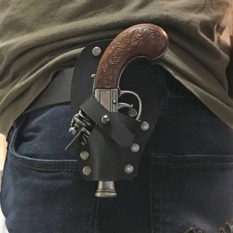 

Renaissance Victorian Pirate Pistol Flintlock Holster Leather Blunderbuss Gun Bag Holder Steampunk Accessory Buccaneer Costume