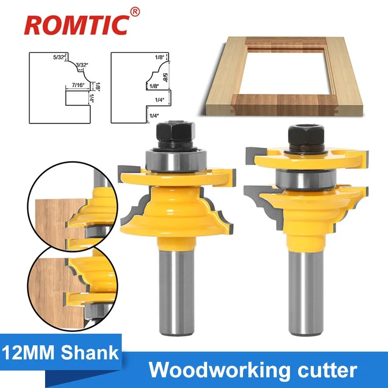 

ROMTIC 1/2 12mm Shank Frame Tenon Knife Tenon Knife Woodworking Cabinet Door Plate Door Bucket Bevel Tenon Knife Milling Cutter