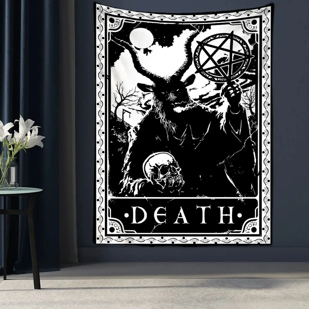 

Wizard's Skull Tarot Card Psychedelic Scene Home Decoration Tapestry Hippie Bohemian Decoration Divination Wall Bedroom Pendant