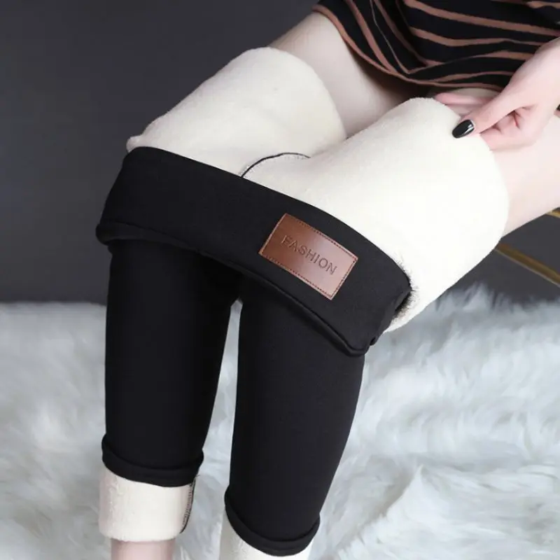 Winter Lambwool Leggings Warm Skinny Leggings High Elastic Tights Women Super Thick Thermal Cashmere Pants Velvet