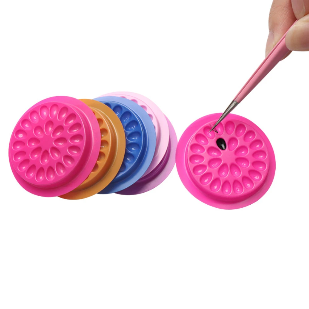 

100pcs Colorful Disposable Plastic Flower Eyelash Holder Sticker Glue Adhesive Pallet For Eyelash Extension Makeup Tools