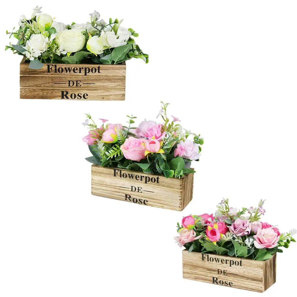 

Реалистичные искусственные розы, искусственные растения, цветы, горшок, букет, деревянная имитация патио, спальни, коллег