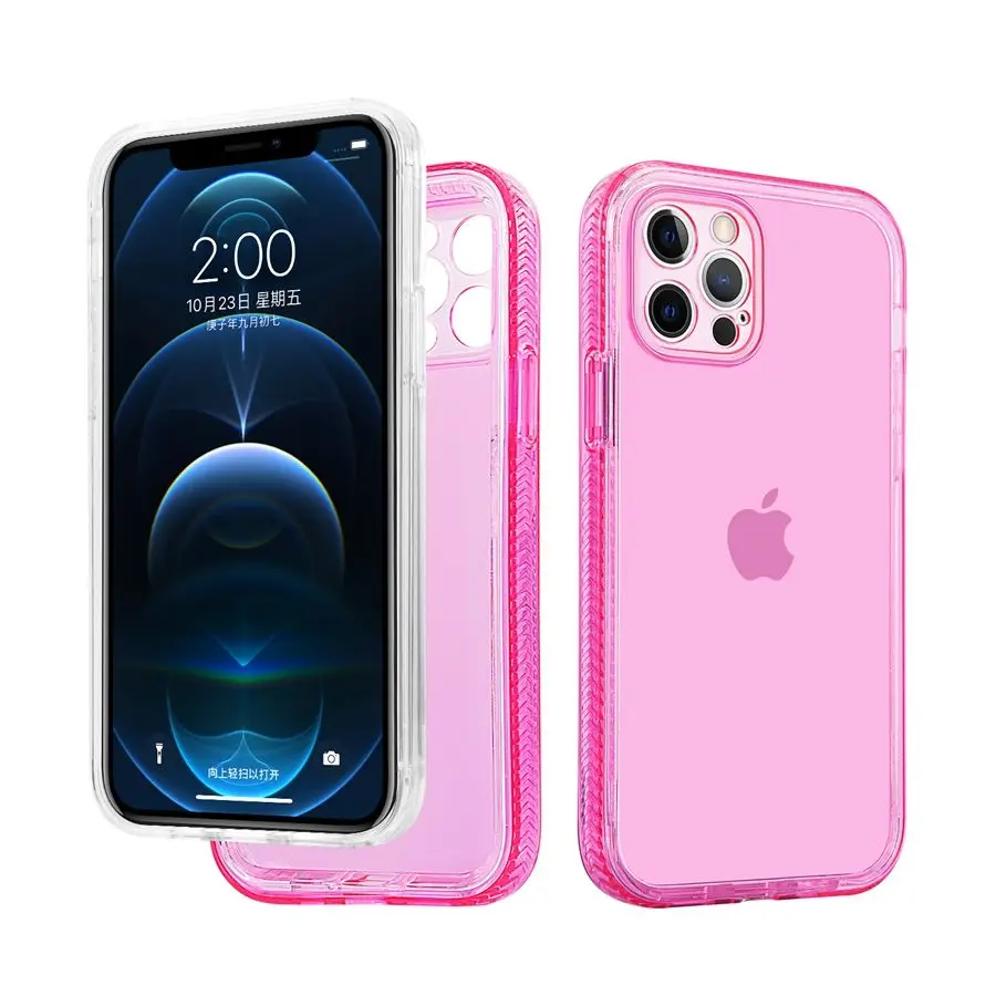 

Fantastic Sheer Border Two-in-One Phone Case For iPhone 11 12 Mini Pro Max X XS MAX XR 7 8 6S Plus Solid Color Shockproof Covers