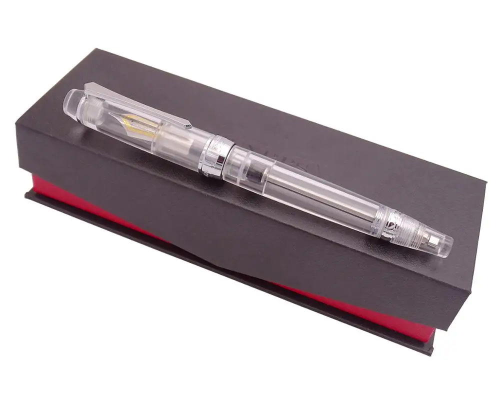 PENBBS 456 Vacuum Filling Fountain Pen Resin Transparent EF/F/M Nib Fashion Writing Office Gift Ink Pen Set images - 6