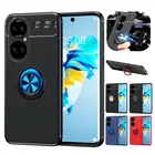 Чехол для телефона Huawei P50 P40 Lite E P30 P20 Mate 40 Pro Plus 30 20 20X Мягкий ТПУ чехол с кольцом держатель Кронштейн Автомобильный Магнитный чехол