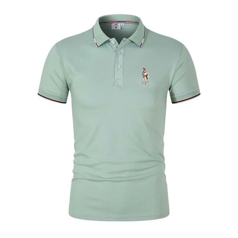 2023 New Embroidered Men's Polo Shirt Top Men's Casual Business Polo Neck Short Sleeve T-shirt Summer Golf Apparel