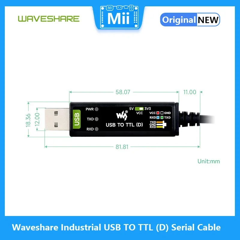 Последовательный кабель Waveshare с USB на TTL (D) оригинальный чип FT232RNL подходит для