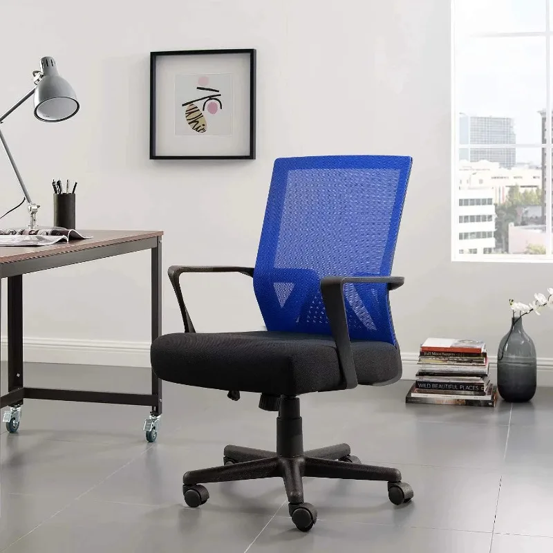 

Офисное кресло Lacoo со средней спинкой, Сетчатое компьютерное кресло, поддерживающее поясницу, эргономичное кресло руководителя с подлокотниками и искусственными элементами
