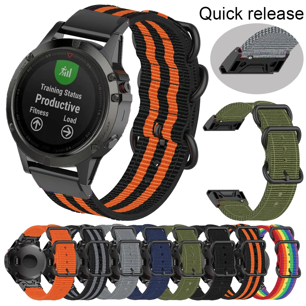 

Ремешок нейлоновый для Garmin Fenix 6 6X Pro Fenix 5 5X plus 7 7X 3HR 935 945 D2 Bravo, быстросъемный браслет для смарт-часов, 22 мм 26 мм