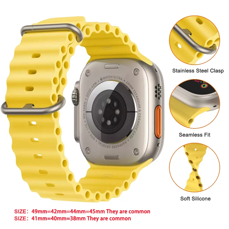 Ocean strap For Apple watch Ultra band 49mm 45mm 44mm 40mm 41mm 42mm 38mm silicone correa bracelet iWatch series 7 6 3 se 8 5 4