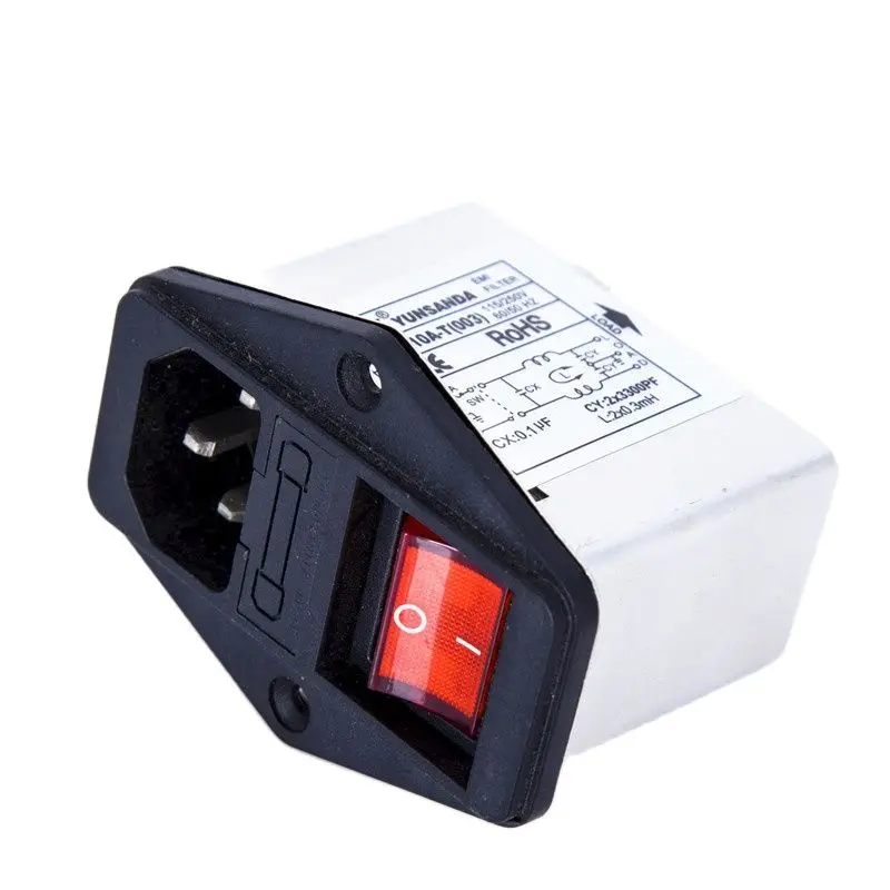 YUNSANDA 10A фильтр электромагнитных помех с большим переключателем и разъемом
