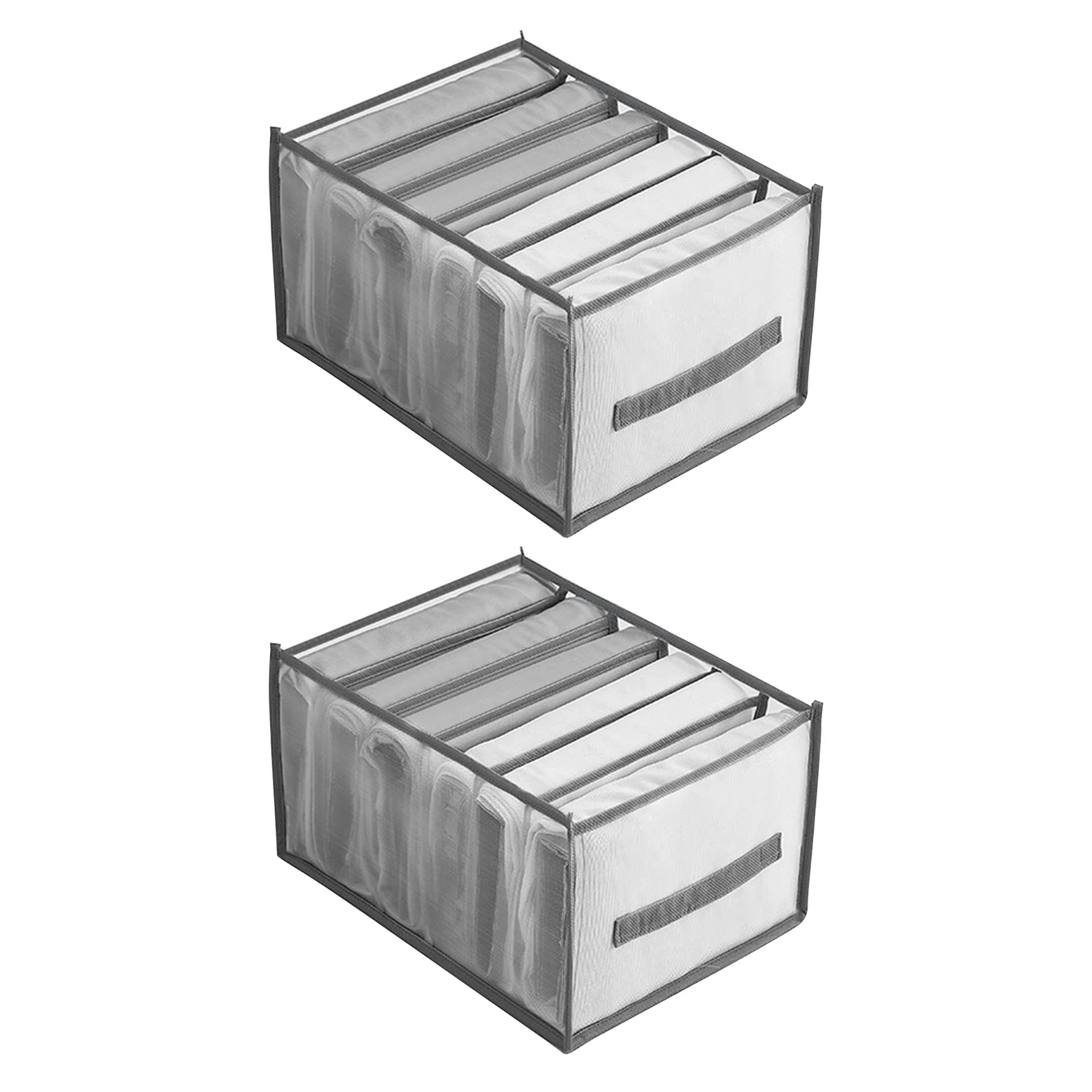 

2pcs Sorting For Jeans 6 Grids Washable Daily Portable Foldable Large Capacity Clothes Drawer Organiser Wardrobe Mesh Design