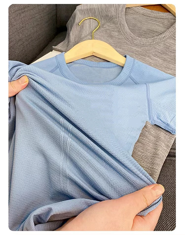 Lulu Women Yoga T-shirt Knitting 1.0 Sports Short Sleeve Quick Dry Crew Neck Swiftly Gym T-shirt Tights Jogging Fitness Clothes