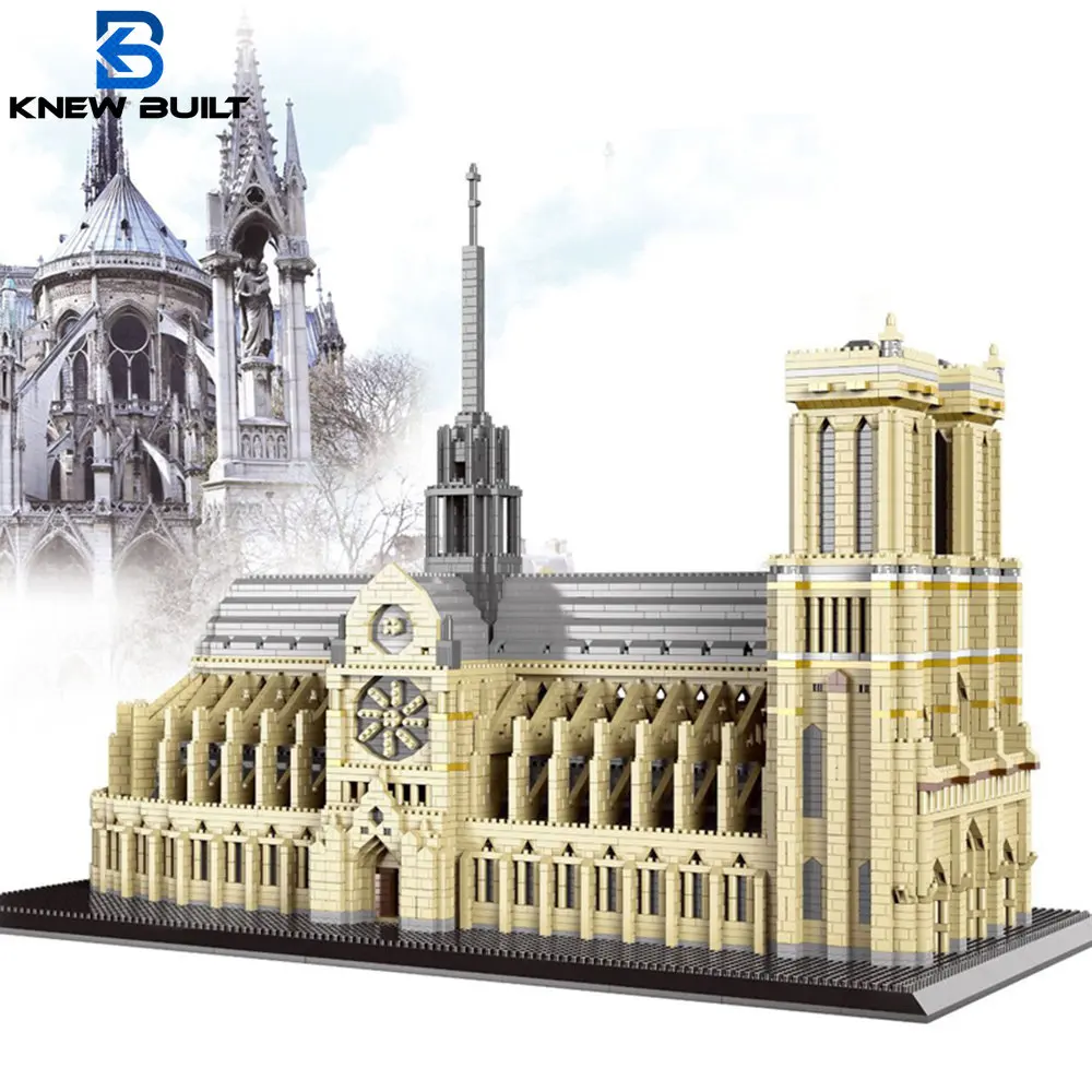 

KNEW BUILT Big Notre Dame de Paris 3D Plastic Model Architecture Micro Brick Adult Building Blocks Toys Kits Assemble Decoration